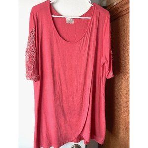 Misia Peach/Orange Short Sleeved Fancy Shirt 3X